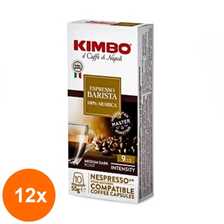 Set 12 x Cafea Kimbo Nespresso Barista, Capsule, 10 Bucati X 5.5 g...