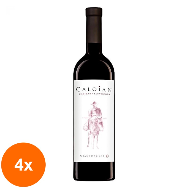 Set 4 x Vin Rosu, Caloian Cabernet Sauvignon, Sec, 0.75l