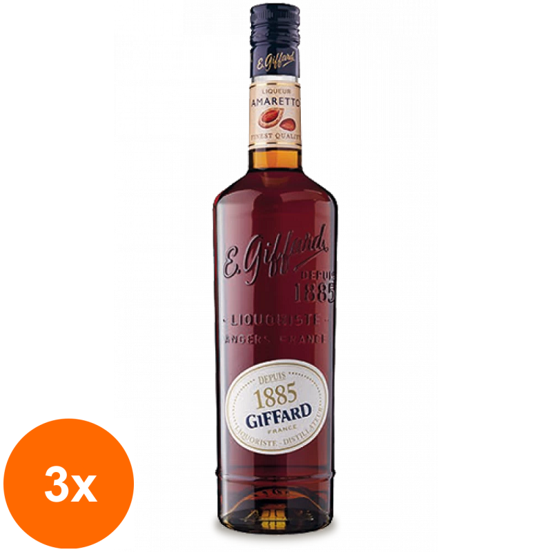 Set 3 x Lichior Amaretto, Giffard, 25% Alcool, 0.7 l