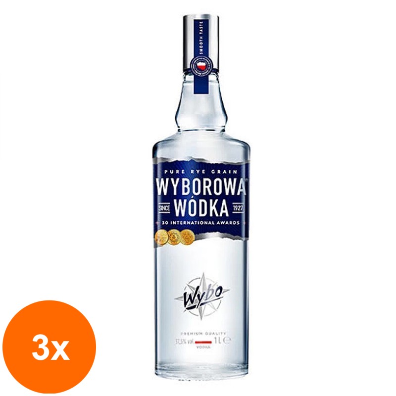 Set 3 x Vodka Wyborowa, 37.5% Alcool, 1 l