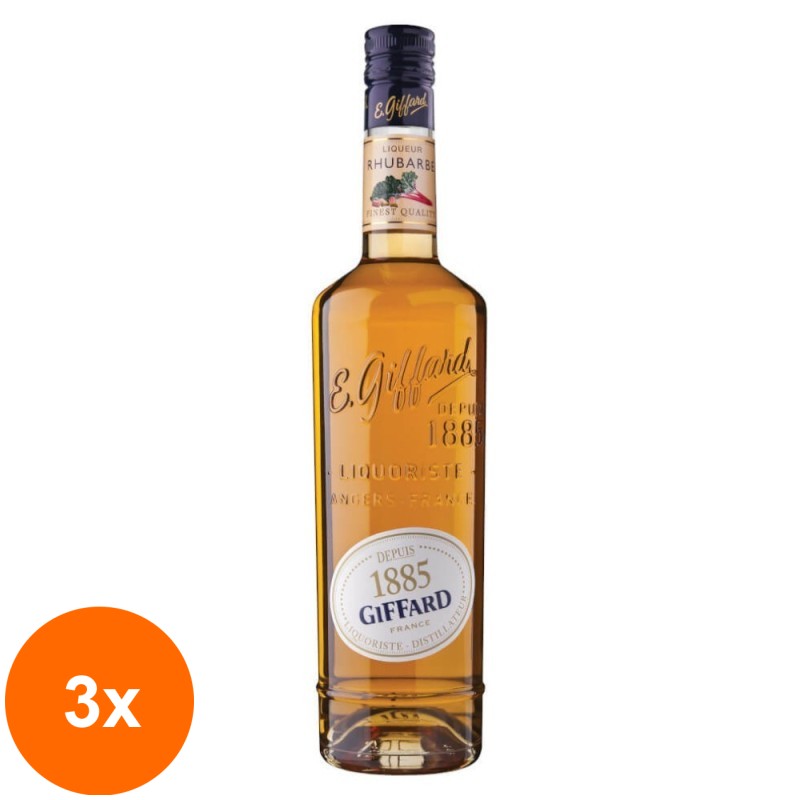 Set 3 x Lichior de Rubarba Giffard 20% Alcool, 0.7 l