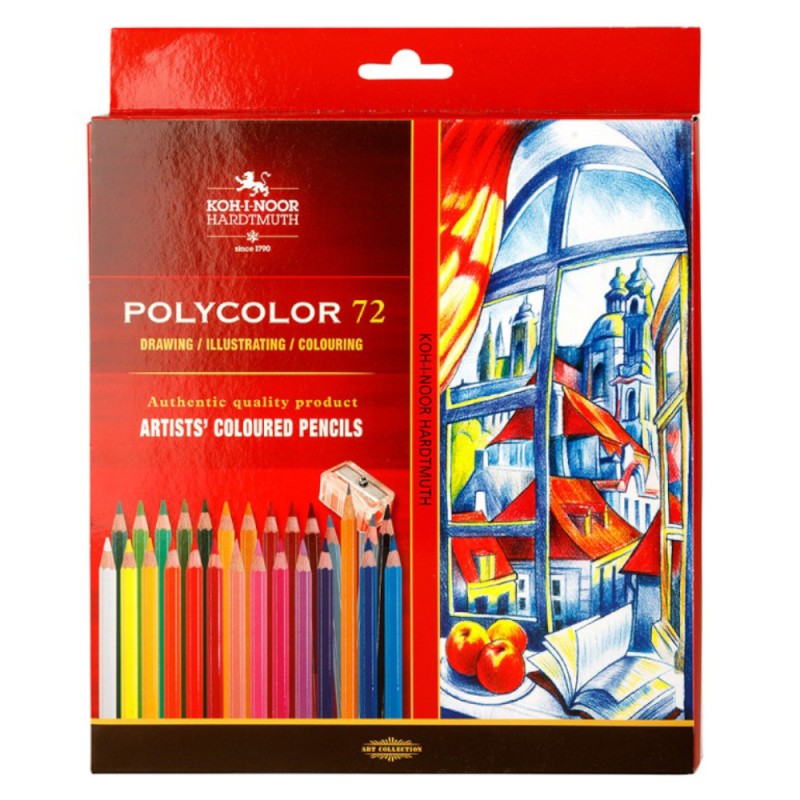 Set 72 Creioane Colorate Polycolor + Ascutitoare + 2 Creioane Grafit