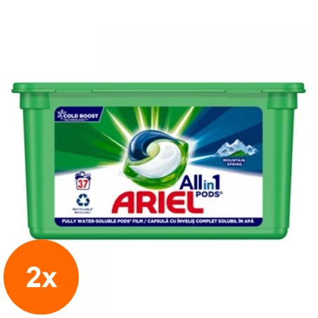 Set 2 x Detergent Capsule Ariel All in One PODS Mountain Spring, Cold Boost, 37 Spalari...