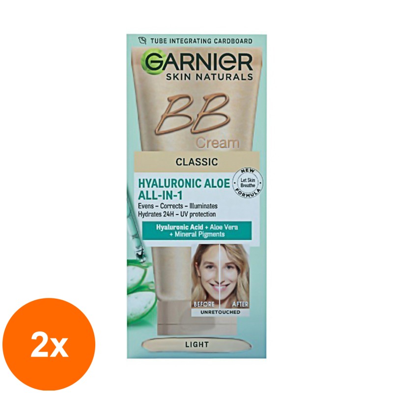 Set 2 x Crema BB Garnier Skin Naturals Multifunctionala de Zi, Nuanta Deschisa, 50 ml