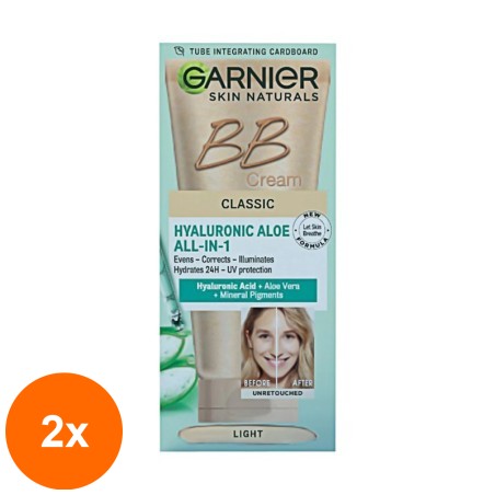 Set 2 x Crema BB Garnier Skin Naturals Multifunctionala de Zi, Nuanta Deschisa, 50 ml...