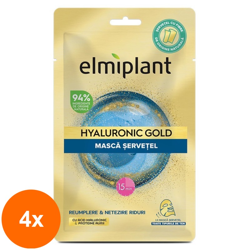 Set 4 x Masca Servetel Elmiplant Hialuronic Gold, 25 ml