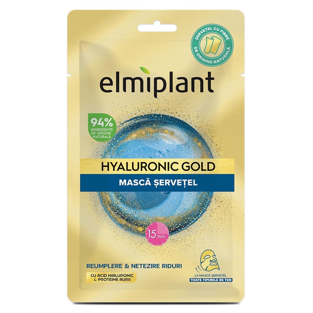Set 4 x Masca Servetel Elmiplant Hyaluronic Gold, 25 ml