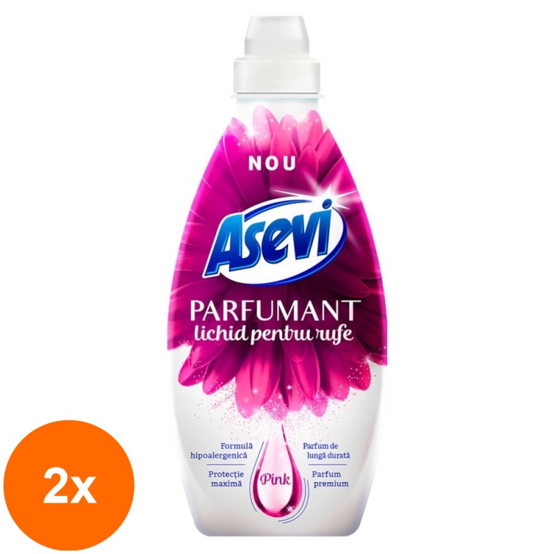 Set 2 x Parfumant Lichid pentru Rufe Asevi Pink, 720 ml