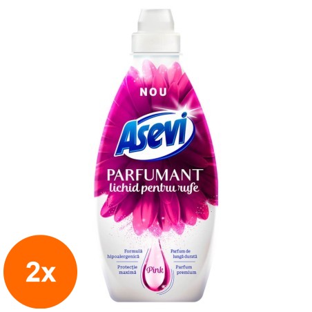 Set 2 x Parfumant Lichid pentru Rufe Asevi Pink, 720 ml...