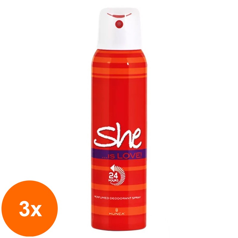 Set 3 x Deodorant Spray She Love, pentru Femei, 150 ml