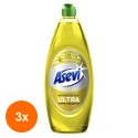 Set 3 x Detergent de Vase Asevi Yellow, Ultra Super Concentrat, 650 ml