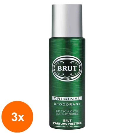 Set 3 x Deodorant Antiperspirant Spray Brut Original, pentru Barbati, 200 ml...