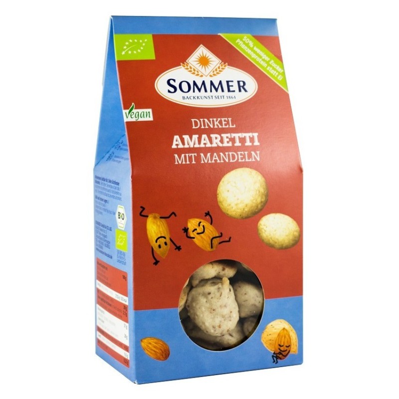 Biscuiti BIO Amaretti din Faina de Grau Spelta cu Migdale, 125 g, Sommer