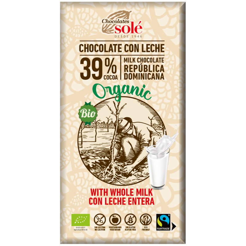 Ciocolata cu Lapte BIO si Fairtrade, 100 g, Chocolates Sole