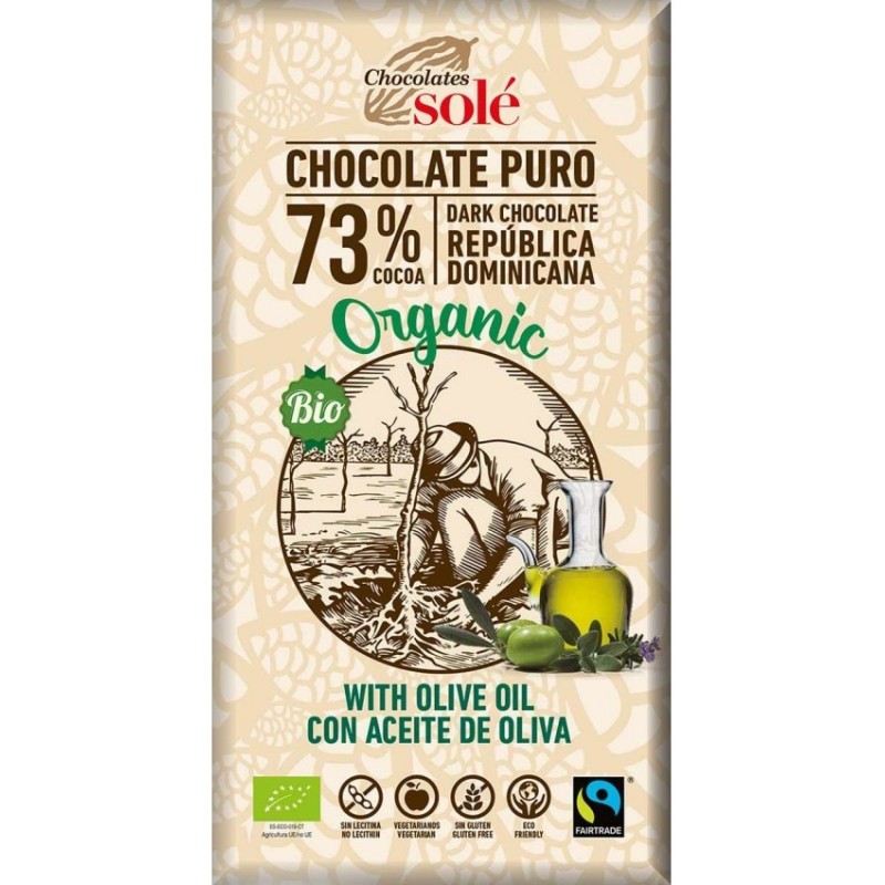 Ciocolata Neagra BIO cu Ulei Extravirgin de Masline, 100 g, Chocolates Sole