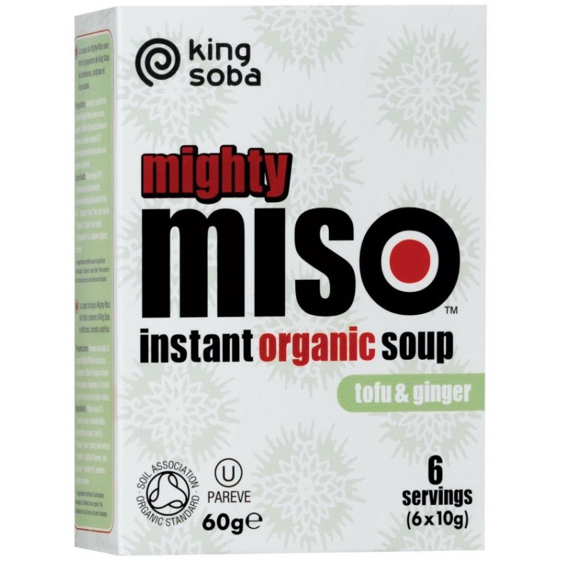 Supa Instant Miso BIO, fara Gluten, cu Tofu si Ghimbir, 60 g, King Soba