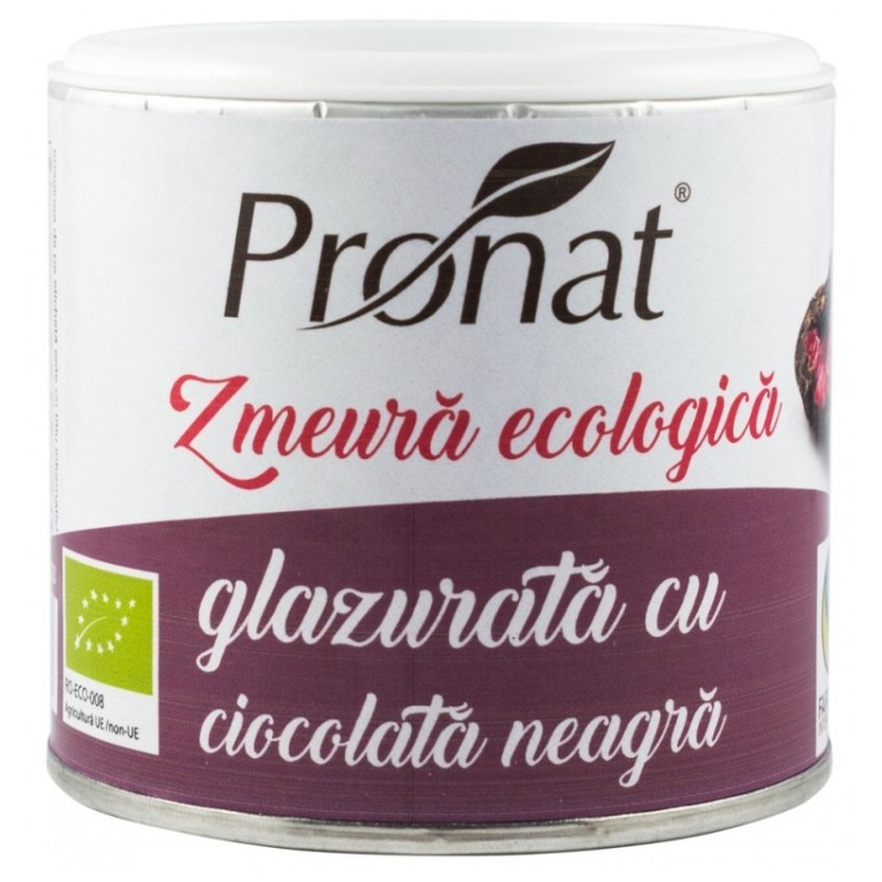 Zmeura Glazurata cu Ciocolata Neagra BIO, 100 g, Pronat