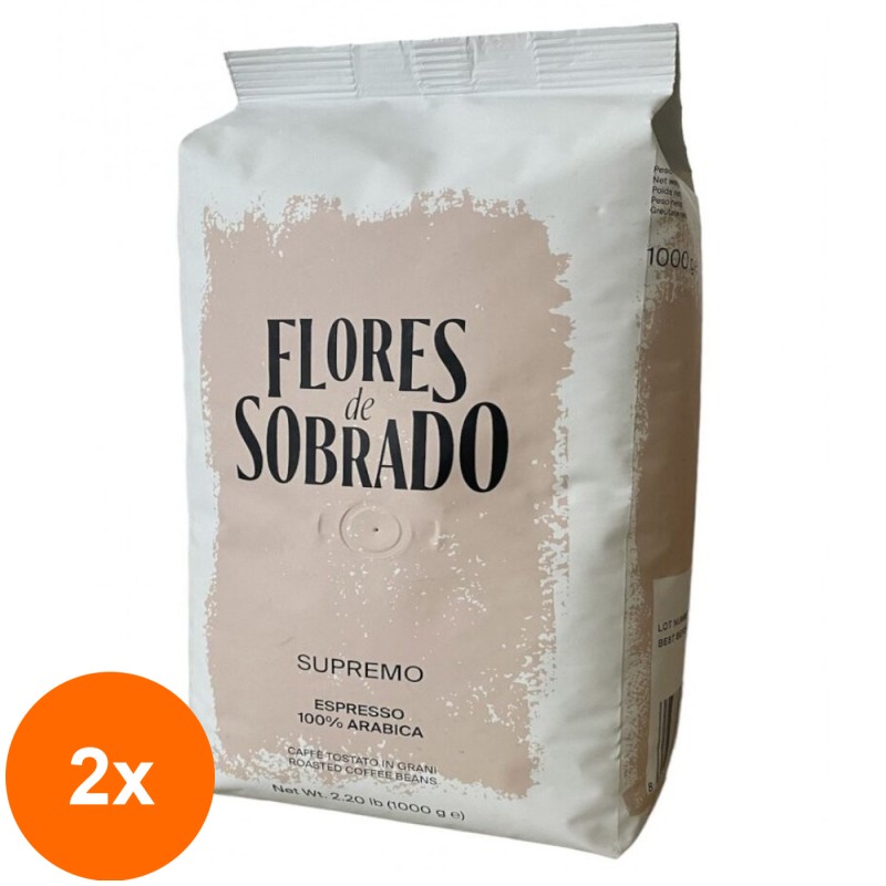 Set 2 x Cafea Boabe 100% Arabica Supremo Flores de Sobrado, 1 kg