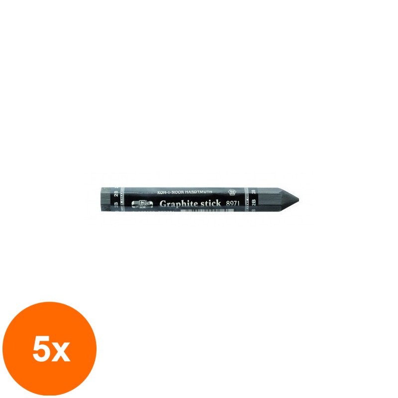 Set 5 x Creion din Grafit, Tarie HB Hexagonal, Diametru 10mm