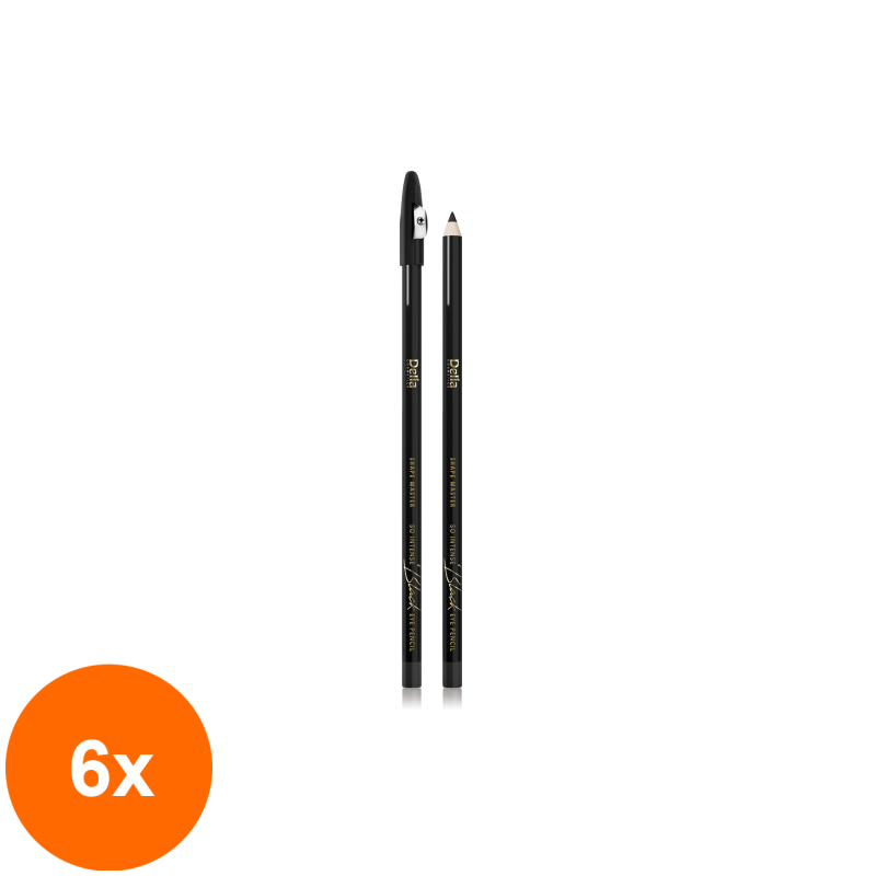 Set 6 x Creion de Ochi Delia Eyeliner Shape Master Smoky Eye cu Ascutitoare, Black, 2 g