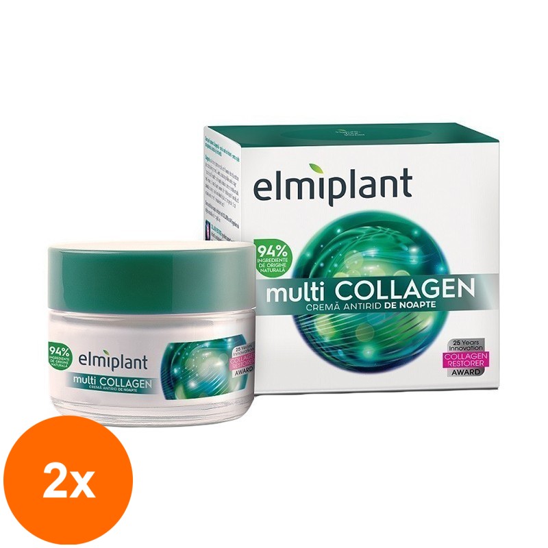 Set 2 x Crema pentru Ten de Noapte Multi Collagen Elmiplant 50 ml