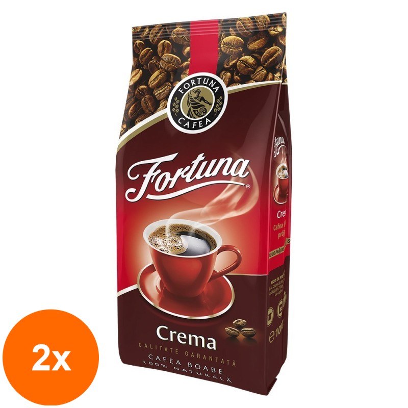 Set 2 x Cafea Boabe Fortuna Crema, 1 kg