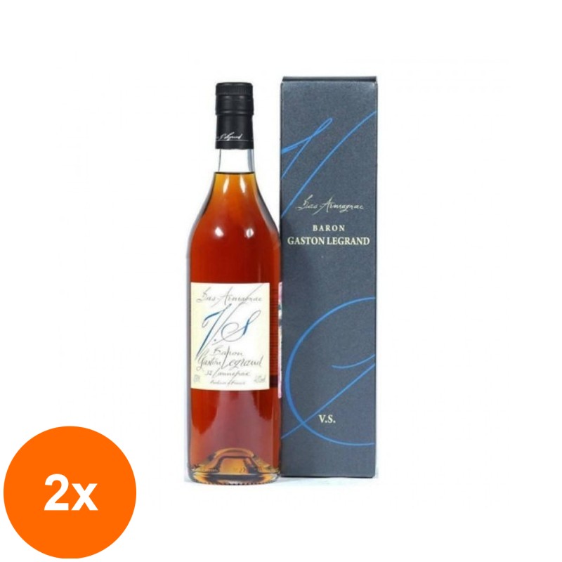 Set 2 x Armagnac, Bas Armagnac Baron Gaston Legrand, Lheraud, VS, 40% Alcool, 0.7 l