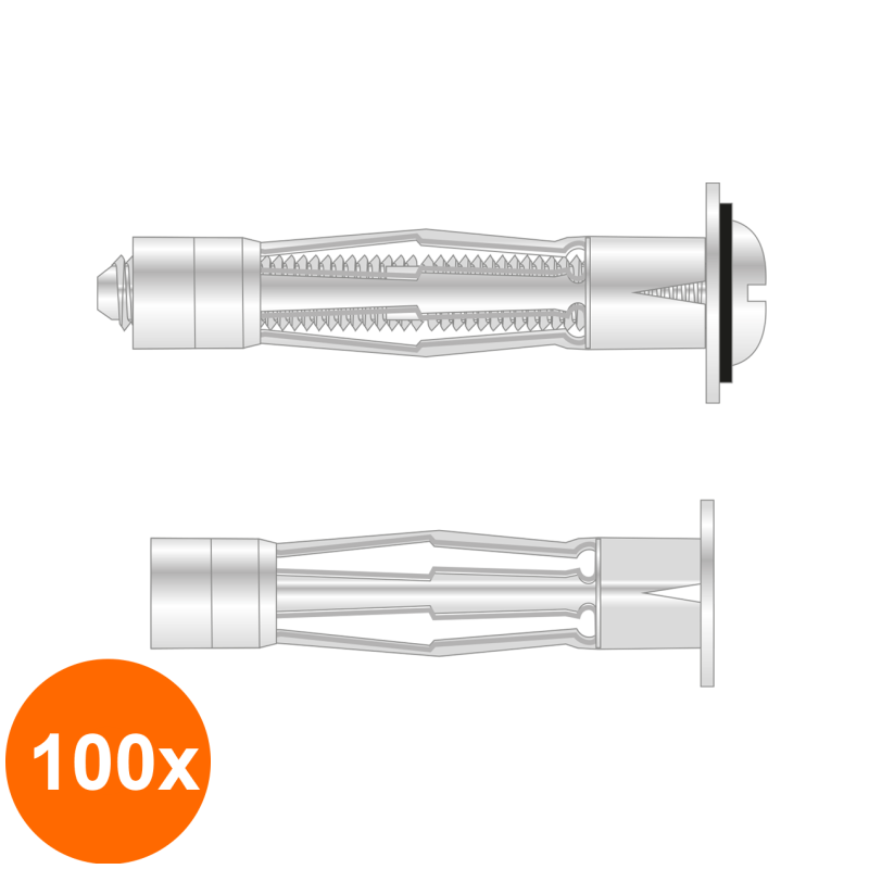 Set 100 x Dibluri Rigips Metalice de Expansiune cu Surub M6x58 I.INCO658S
