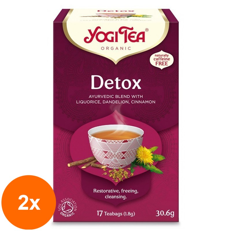 Set 2 x Ceai Bio Detoxifiant, Yogi Tea, 17 Plicuri, 30.6 g