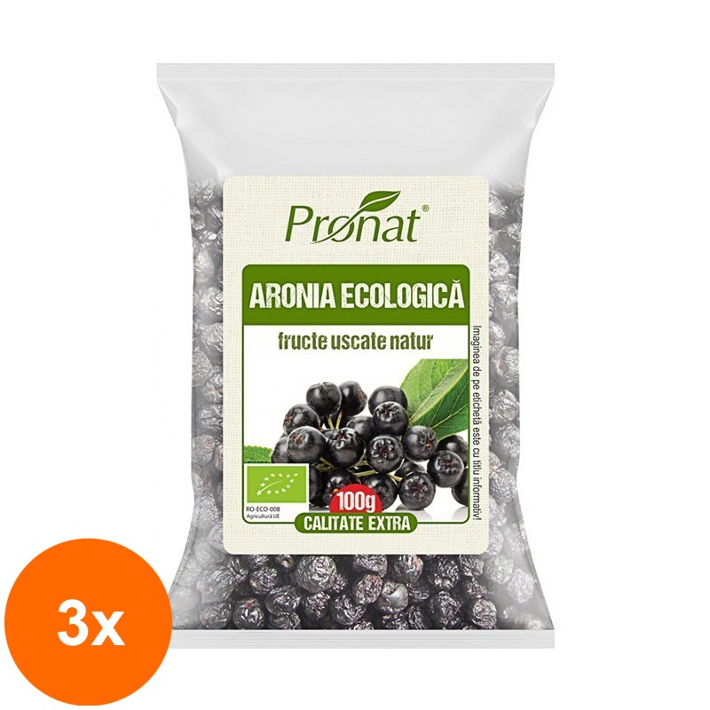Set 3 x Fructe Bio de Aronia Uscate, 100 g