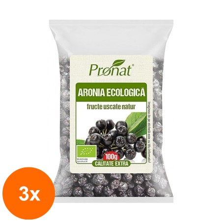 Set 3 x Fructe Bio de Aronia Uscate, 100 g...