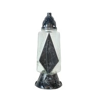Candela din Sticla Alba, cu Fitil, Model cu Negru, 55 Ore