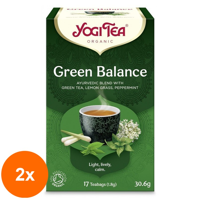 Set 2 x Ceai Bio Echilibru Verde, Yogi Tea, 17 Plicuri, 30.6 g