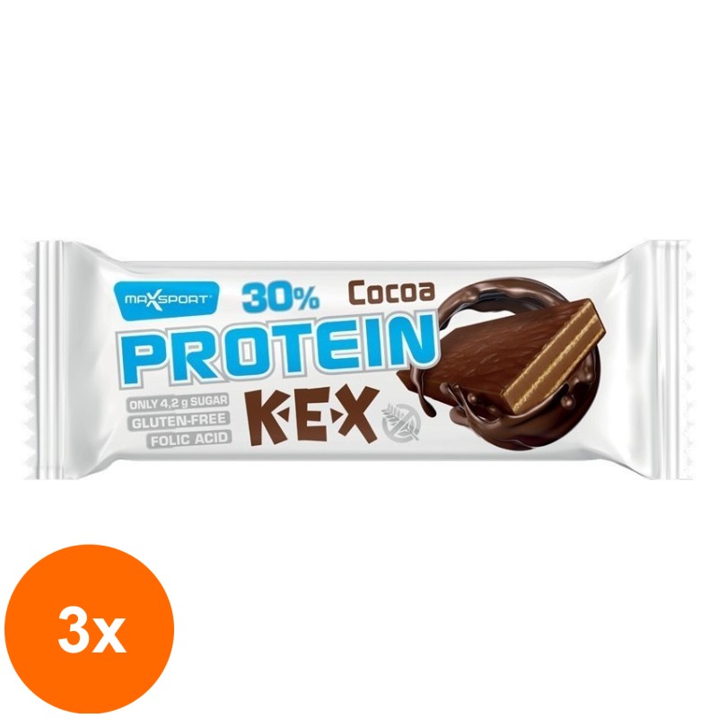 Set 3 x Napolitana Proteica cu Cacao, 40 g, Max Sport