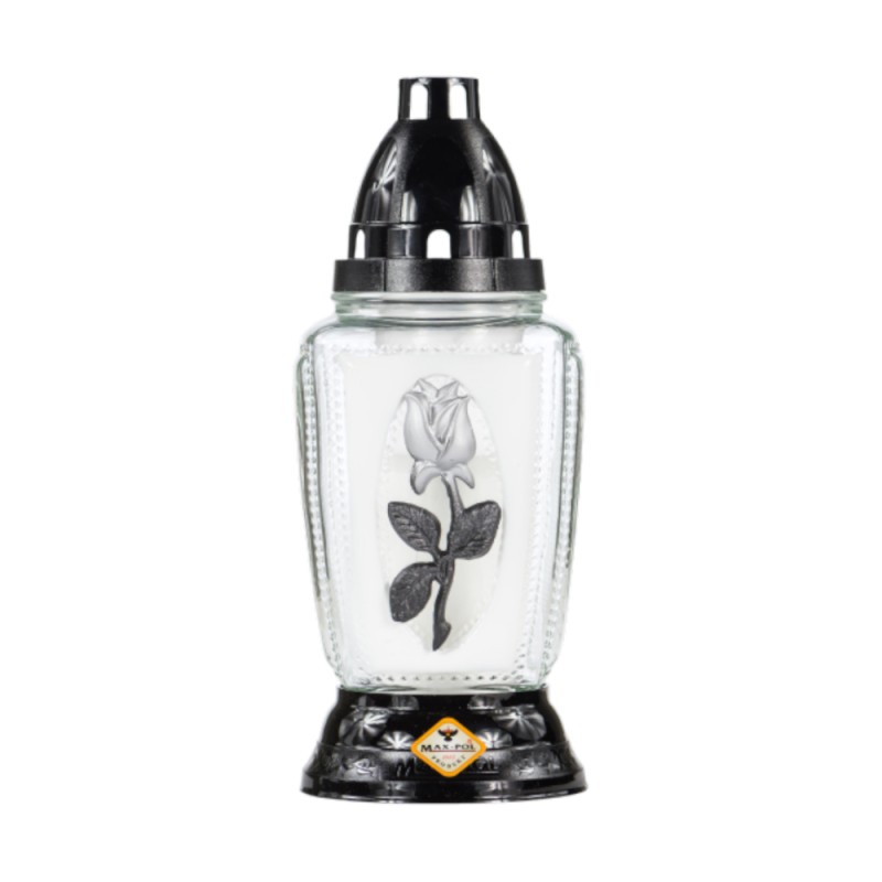 Candela din Sticla Trandafir Argintiu Maxi-Pol 26 Ore