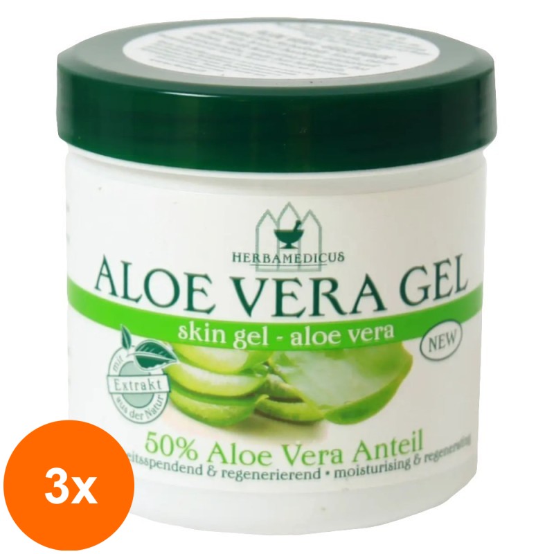 Set 3 x Gel de Corp Herbamedicus, cu Extract de Aloe Vera, 250 ml