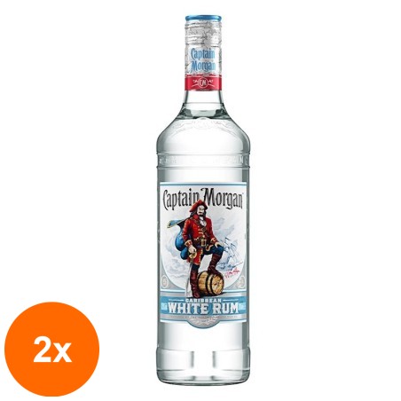 Set 2 x Rom, Captain Morgan White 37.5% Alcool, 0.7 l...