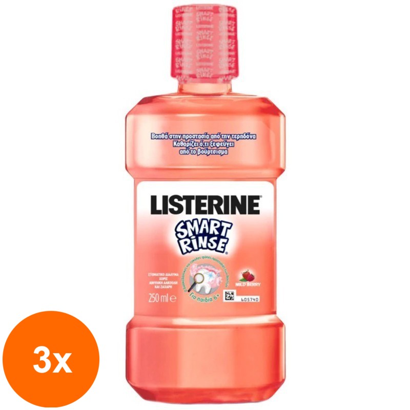 Set 3 x Apa de Gura Listerine Smart Rinse, 250 ml