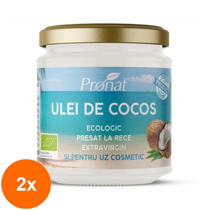 Set 2 x Ulei de Cocos Extravirgin BIO Presat la Rece 200 ml, Pronat