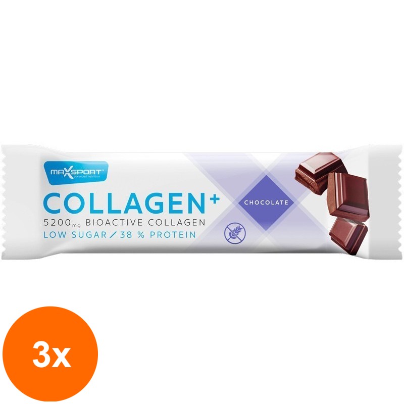 Set 3 x Baton Proteic cu Colagen+ si Ciocolata, 40g Max Sport