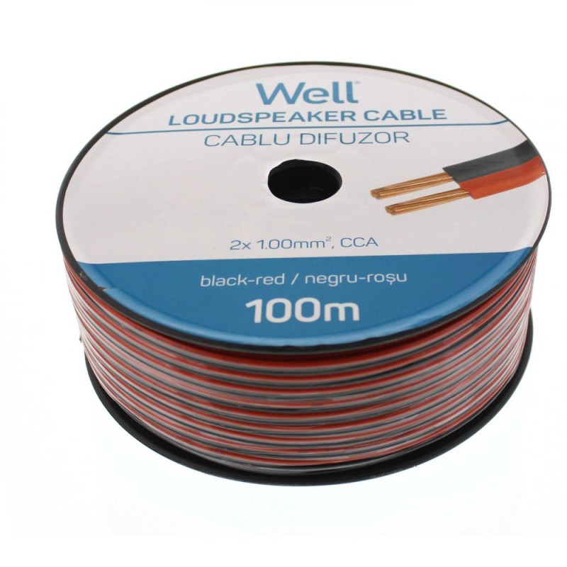 Cablu Difuzor Rosu / Negru 2 x 1.00mmp, 100m, Well