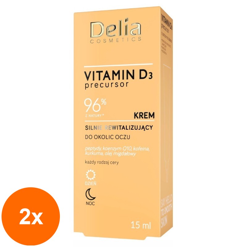 Set 2 x Crema pentru Ochi Delia Cosmetics, cu Vitamina D3, 15 ml
