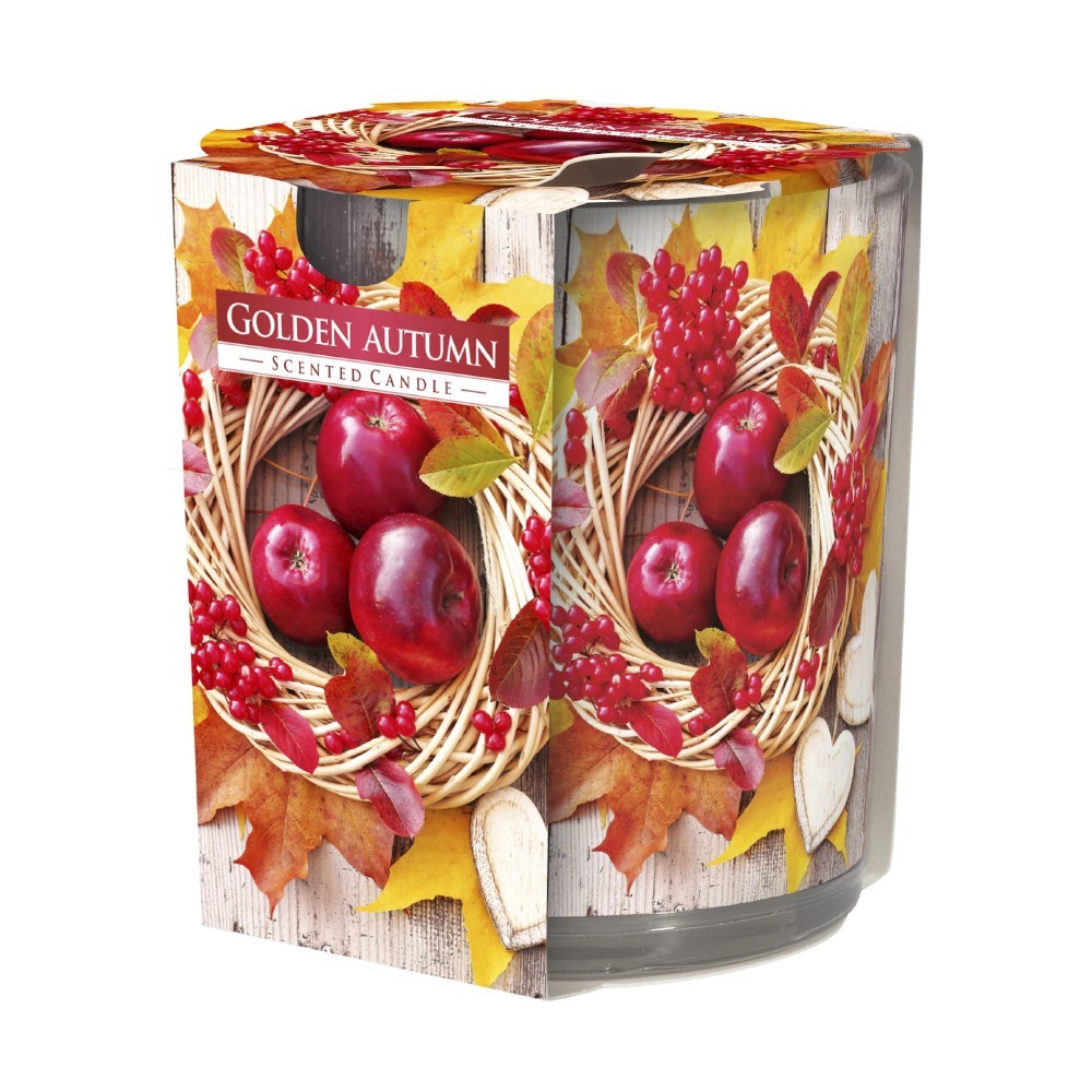 Set 3 x Lumanare Parfumata in Pahar Imprimat, Golden Autumn, 22 Ore
