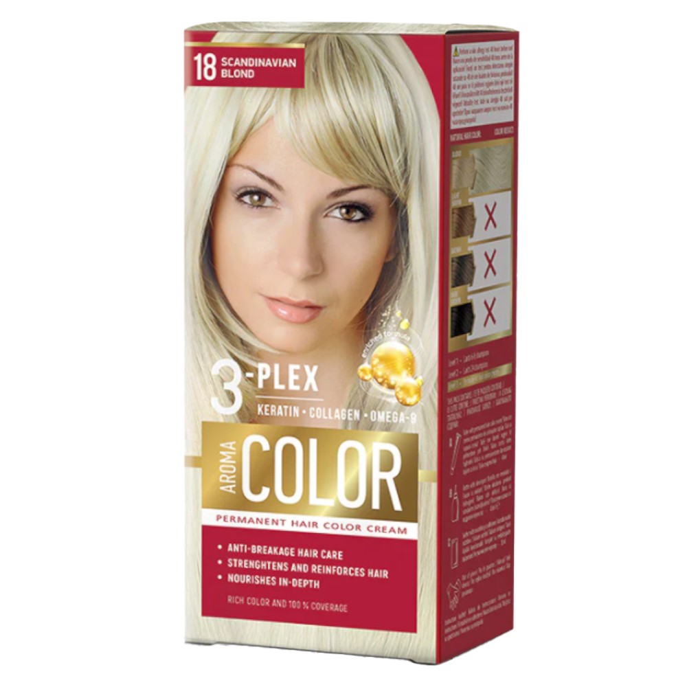 Vopsea Permanenta de Par Aroma Color 18 Blond Scandinav, 90 ml