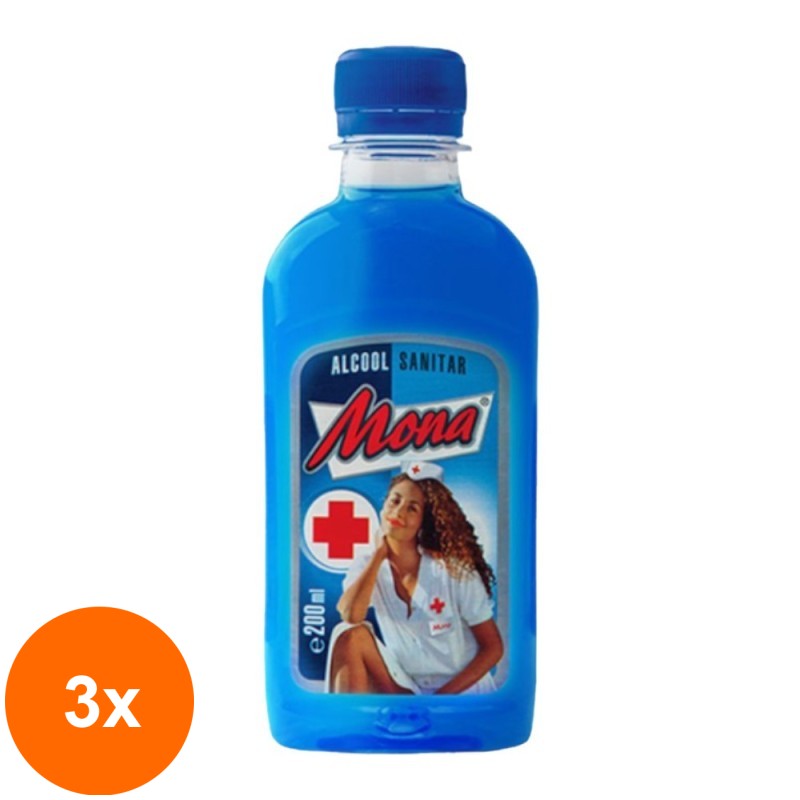Set 3 x Alcool Sanitar Mona, 70 %, 200 ml