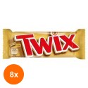 Set 8 x Baton de Biscuit si Caramel Invelit in Ciocolata cu Lapte Twix Single, 50 g