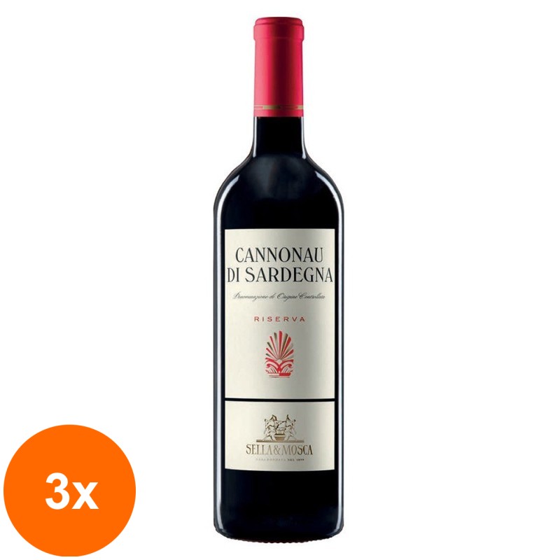 Set 3 x Vin Rosu Sella&Mosca Cannonau Di Sardegna Riserva DOC, Sec, 0.75 l
