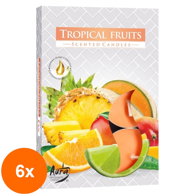 Set 6 x 6 Lumanari Pastila, Fructe Tropicale