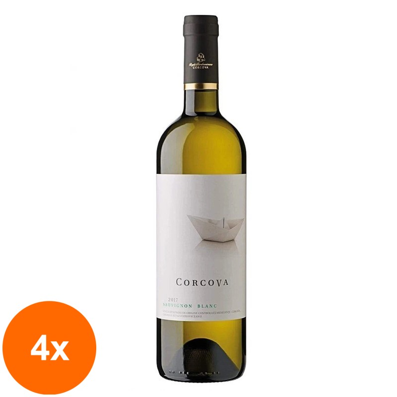 Set 4 x Vin Corcova Sauvignon Blanc, Alb Sec 0.75 l