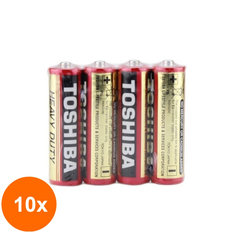 Set 10 x 4 Baterii TOSHIBA R06 AA, Blister